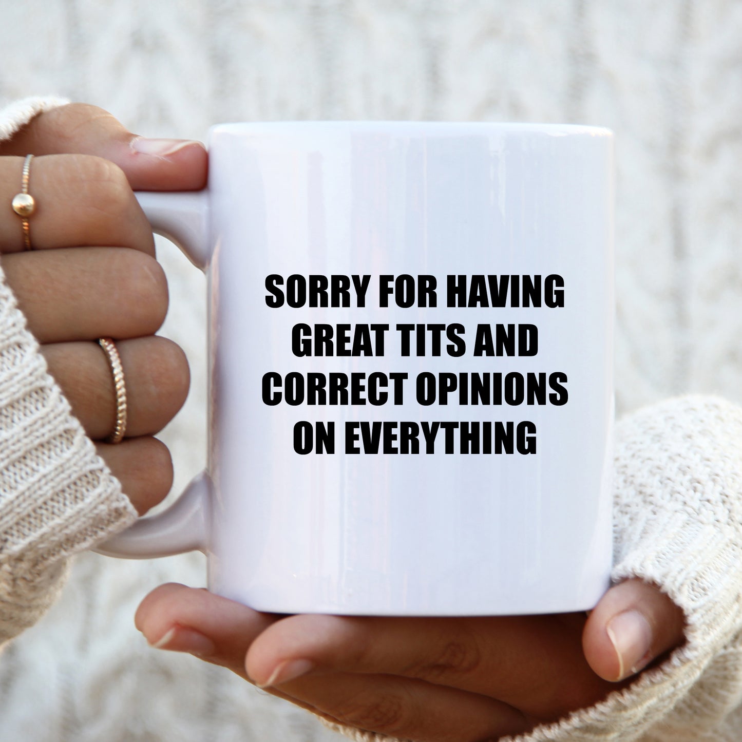 Sorry for Having Great Tits and Opinions Mug, Funny Hilarious Rude Personalised Gift Cup