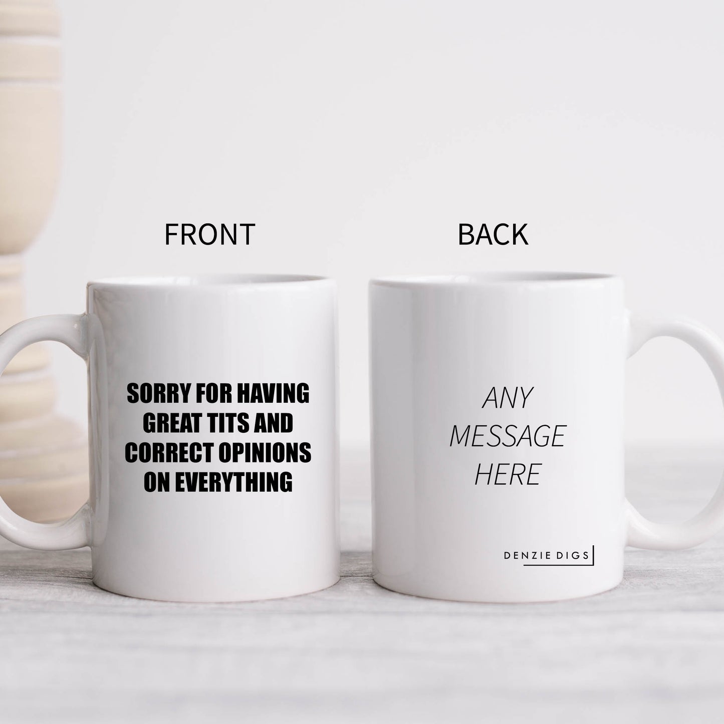 Sorry for Having Great Tits and Opinions Mug, Funny Hilarious Rude Personalised Gift Cup