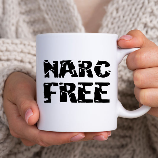 Narc Free Mug, Funny Hilarious Narcissist Divorce Break-Up Joke, Personalised Gift Cup for Partner, Friend