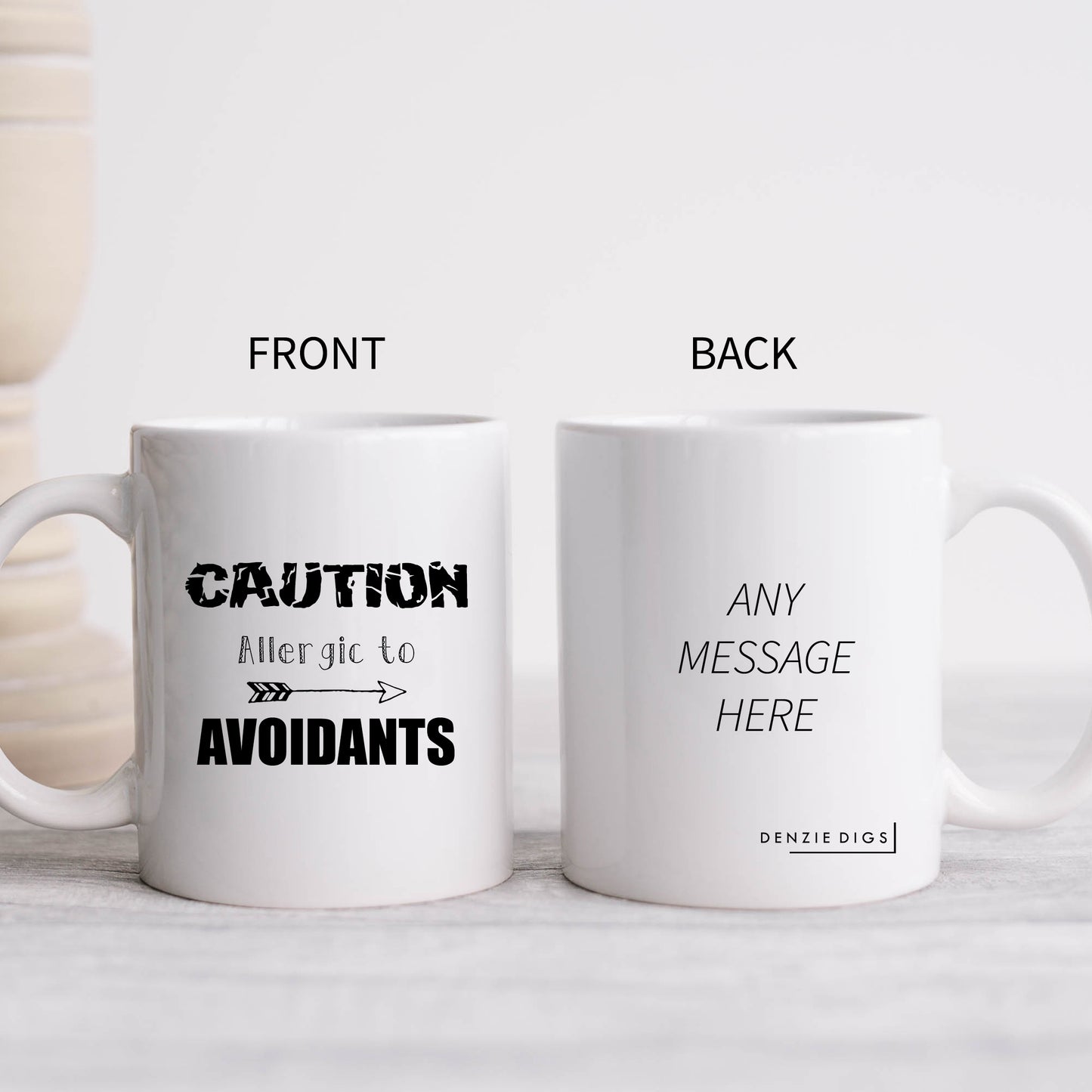 Caution Allergic To Avoidants Mug, Funny Attachment Style Relationship Joke, Personalised Gift Cup for Partner, Friend