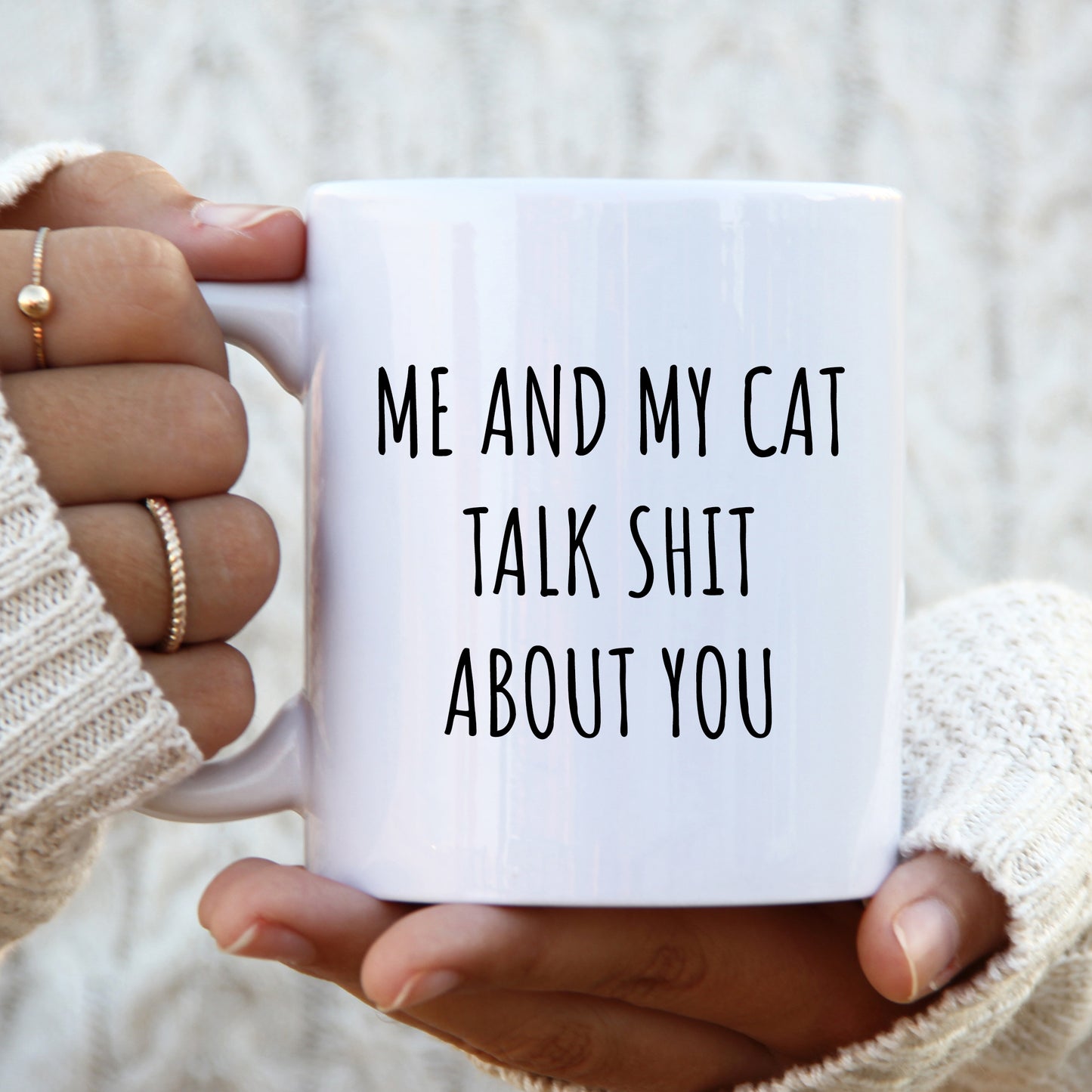 Me and My Cat Talk Shit About You Mug, Funny Offensive Hilarious Rude Personalised Gift Cup