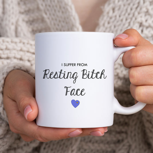 I Suffer From Resting Bitch Face, Funny Rude Offensive Joke, Personalised Mug