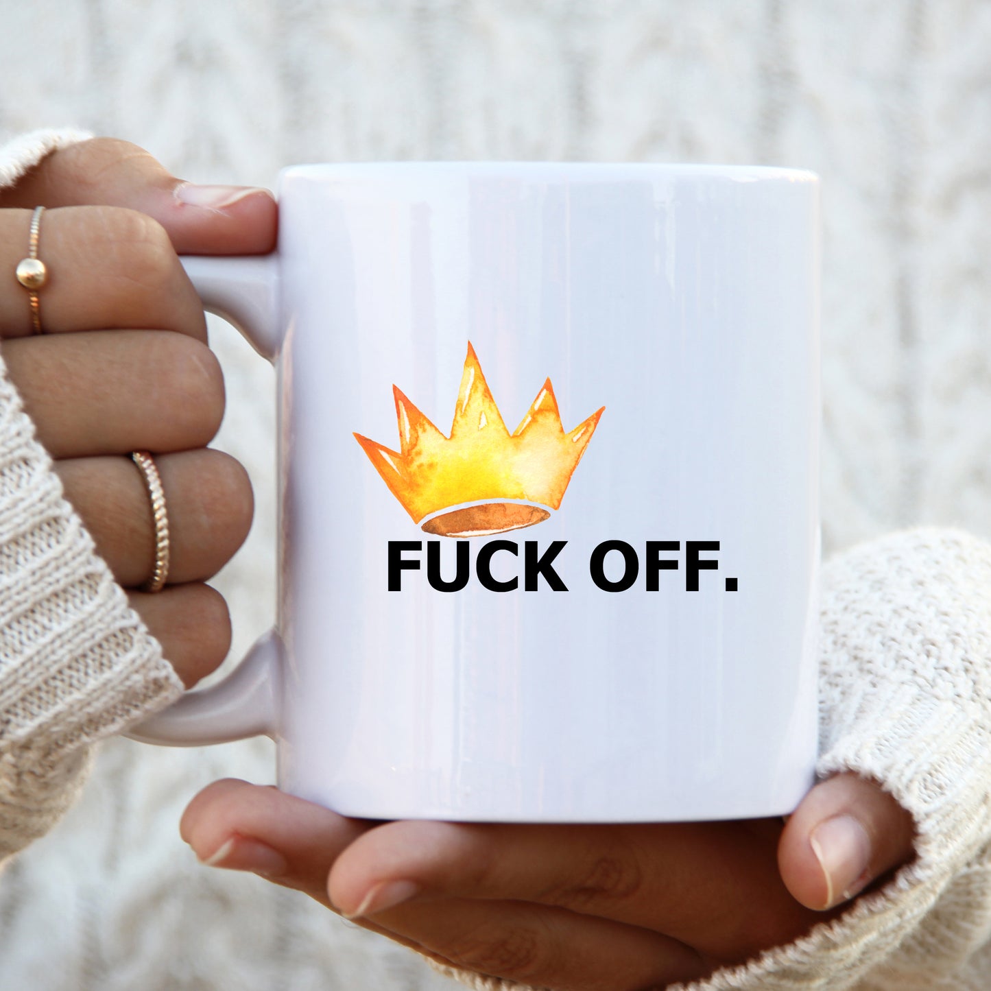 Fuck Off with Crown Mug, Funny Offensive Hilarious Rude Personalised Gift Cup