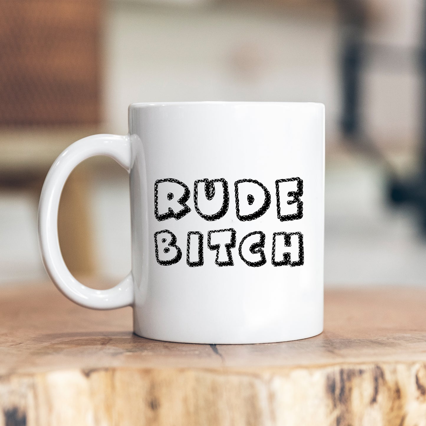 Rude Bitch Mug, Funny Insult, Offensive Playful Personalised Gift Cup for Colleague, Partner or Friend