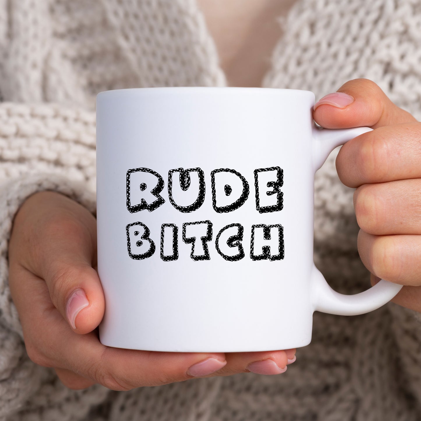 Rude Bitch Mug, Funny Insult, Offensive Playful Personalised Gift Cup for Colleague, Partner or Friend