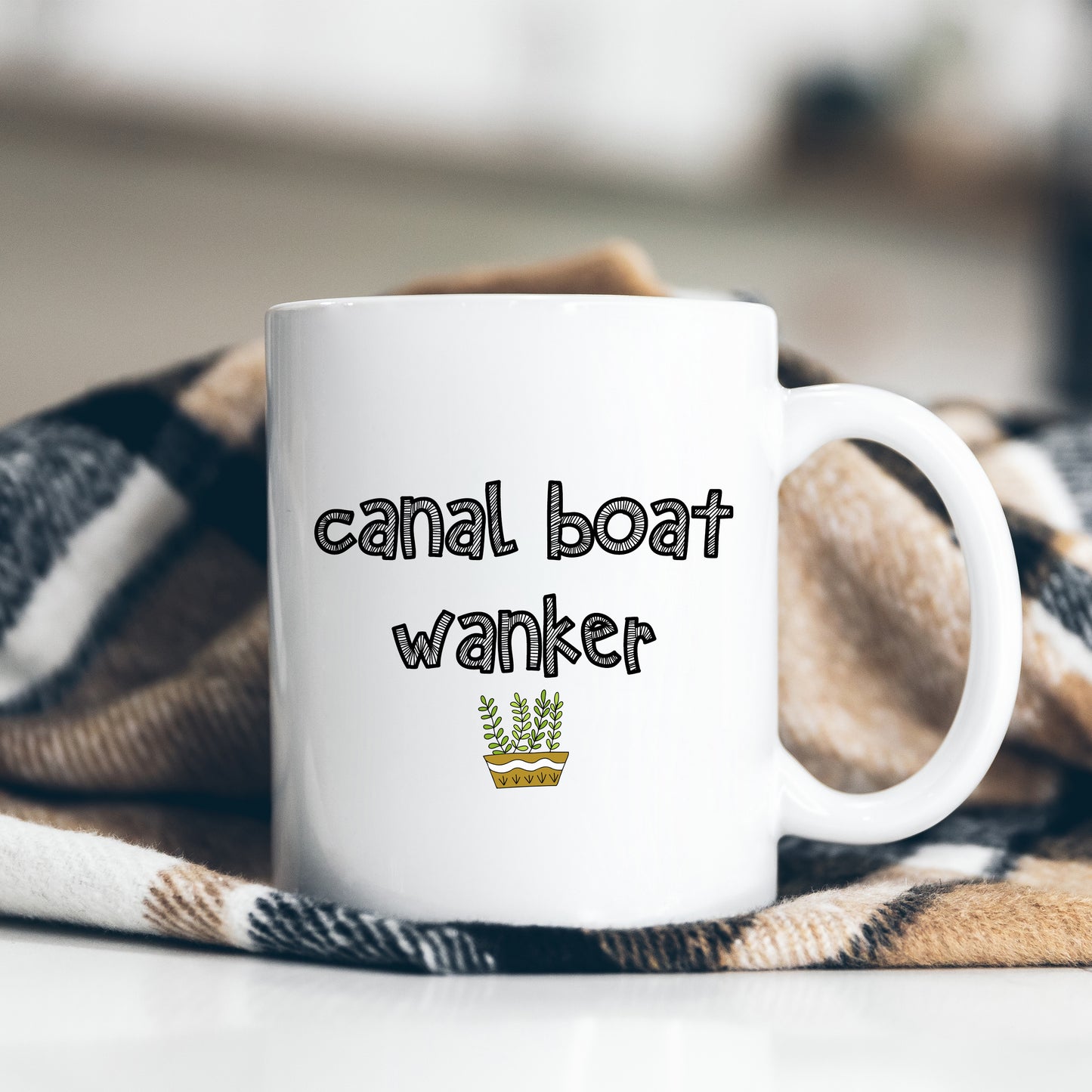 Canal Boat Wanker Mug, Funny Rude Insult, Offensive Playful Joke, Personalised Gift Cup for Partner or Friend