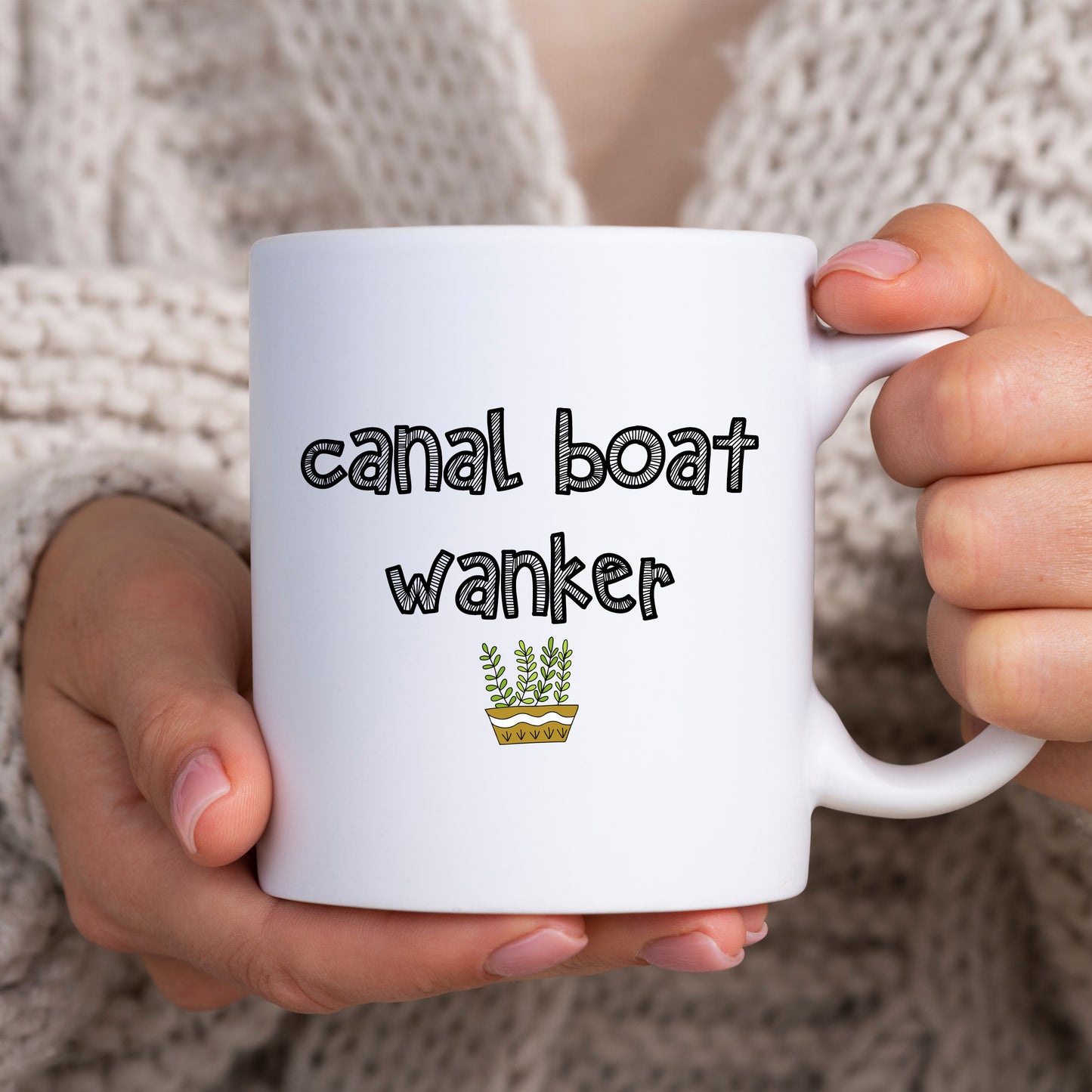 Canal Boat Wanker Mug, Funny Rude Insult, Offensive Playful Joke, Personalised Gift Cup for Partner or Friend