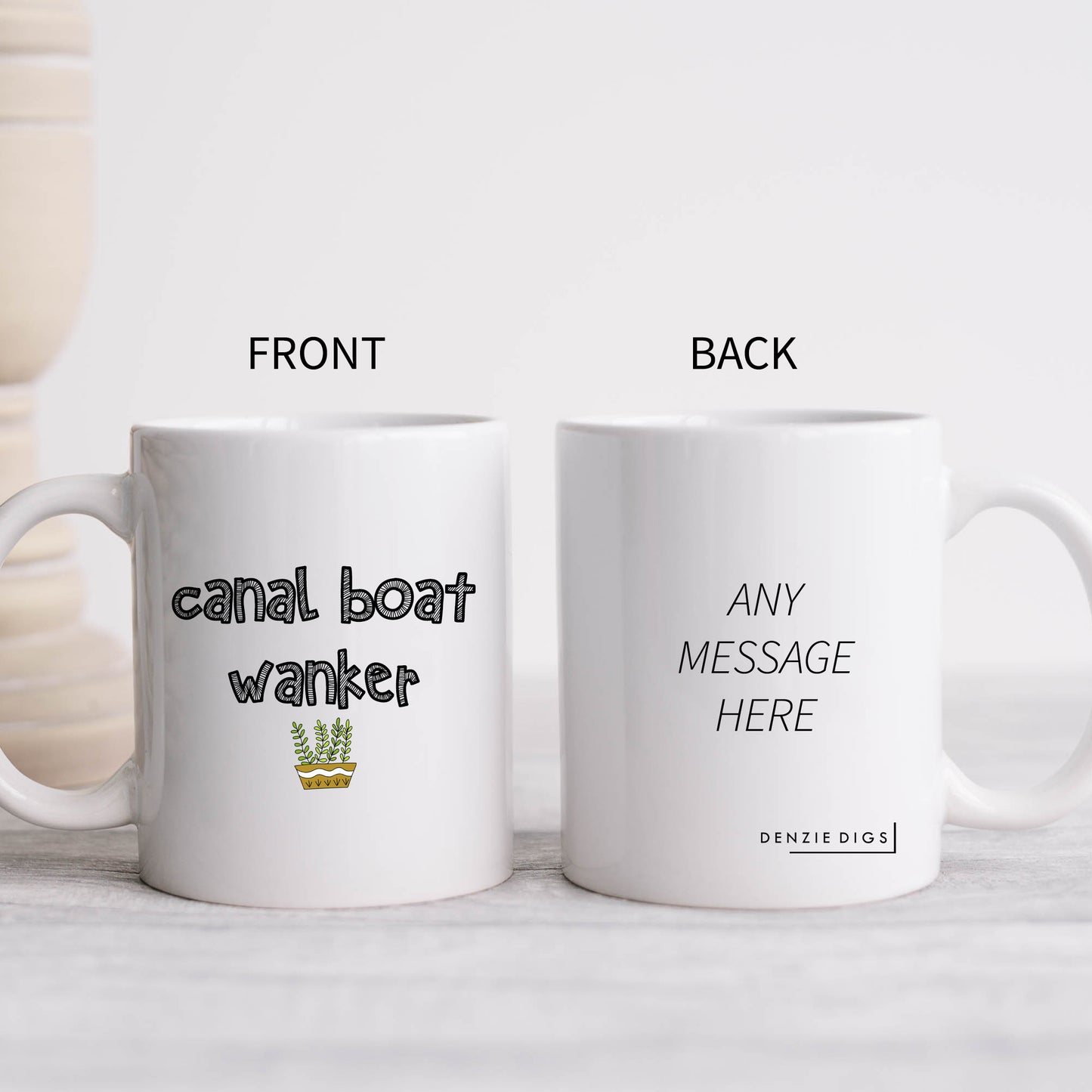 Canal Boat Wanker Mug, Funny Rude Insult, Offensive Playful Joke, Personalised Gift Cup for Partner or Friend