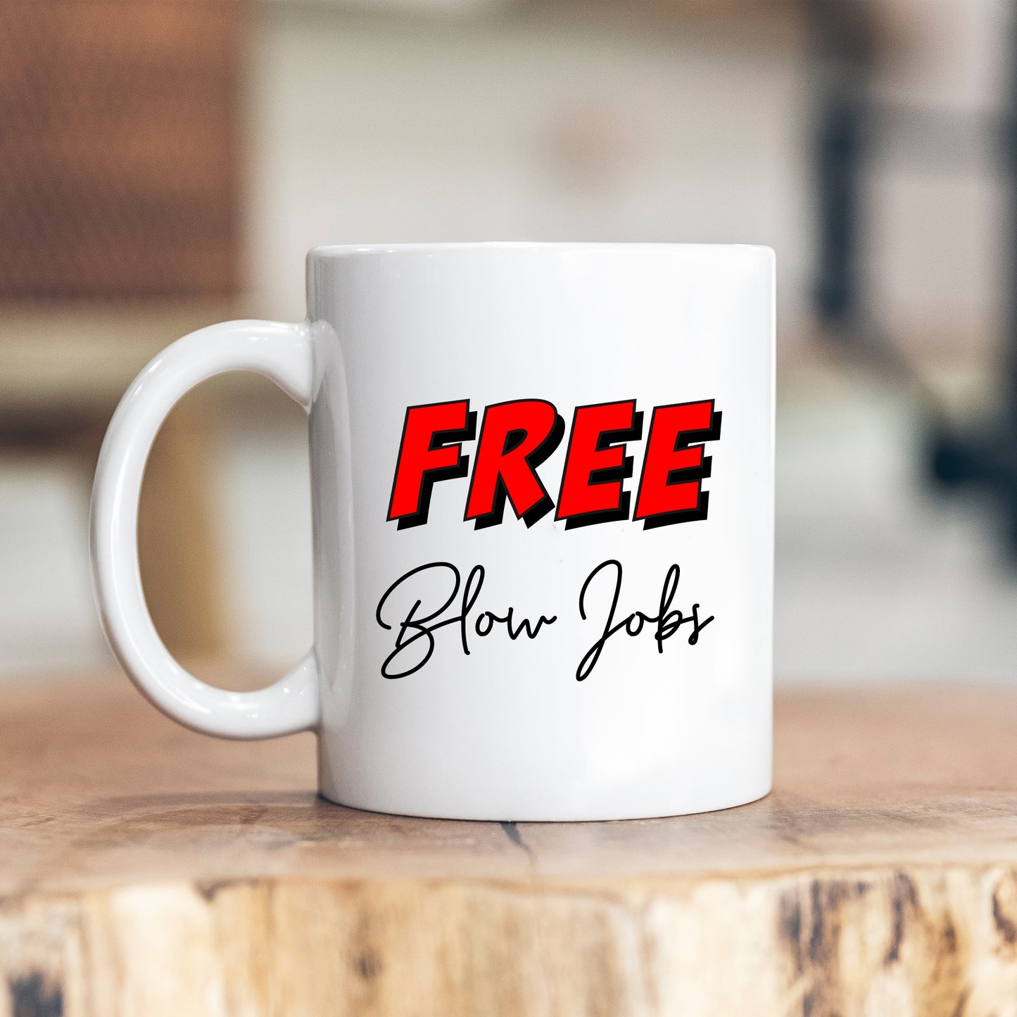 Free Blow Jobs Mug, Funny Rude Offensive Insulting Joke, Personalised Gift Cup for Partner or Friend