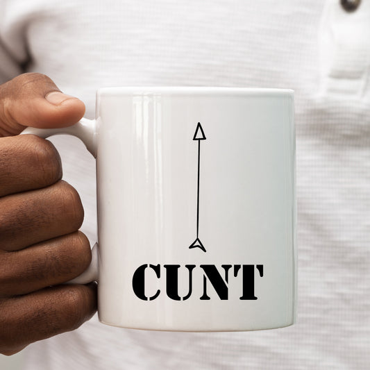 Cunt Mug with Arrow, Funny Rude Offensive Gift Cup