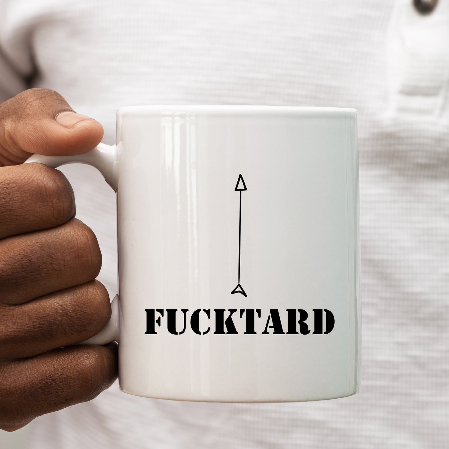 Fucktard Mug with Arrow, Funny Rude Offensive Gift Cup