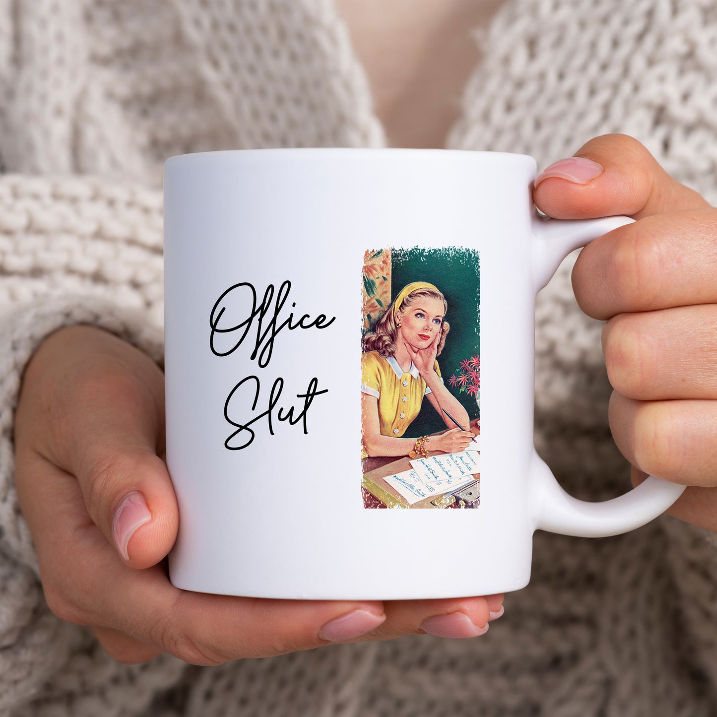 Office Slut, Funny Offensive Insult, Gift for Friend Colleague, Personalised Mug