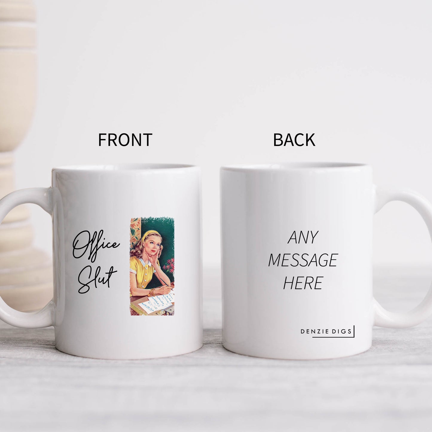 Office Slut, Funny Offensive Insult, Gift for Friend Colleague, Personalised Mug