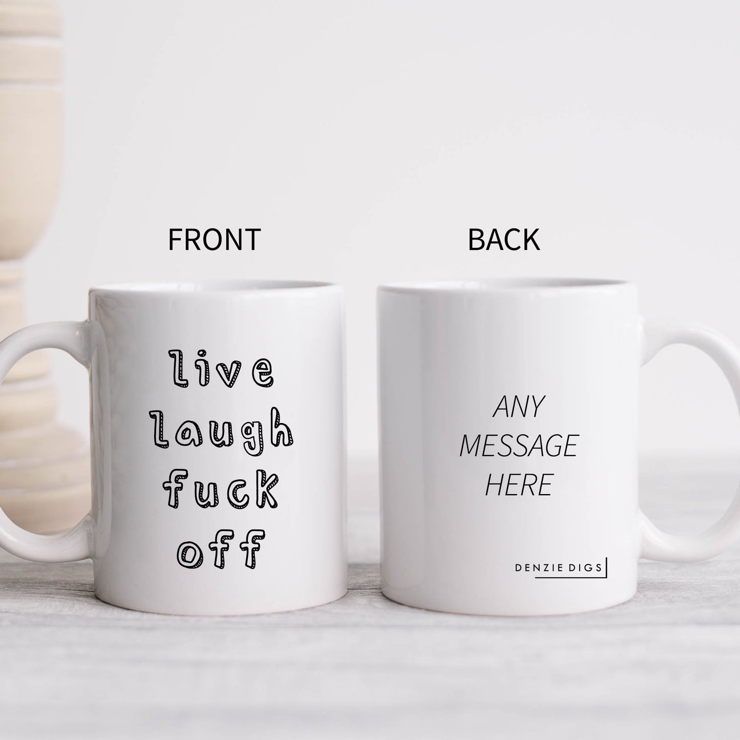 Live Laugh Fuck Off Mug, Funny Offensive Insult, Personalised Gift Cup for Friend, Colleague