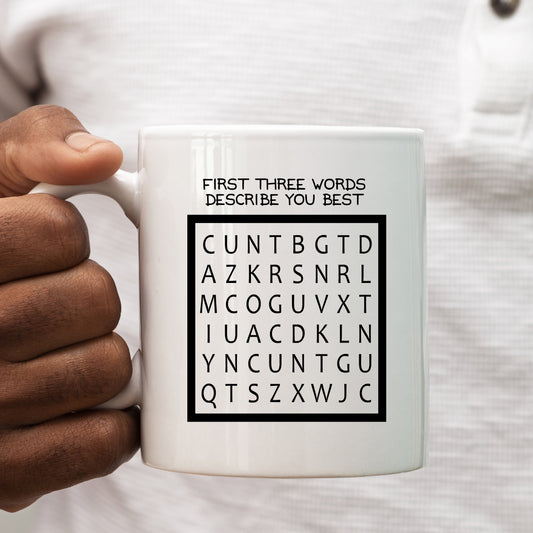 First Three Words Crossword Cunt Joke, Funny Rude Gift, Personalised Mug