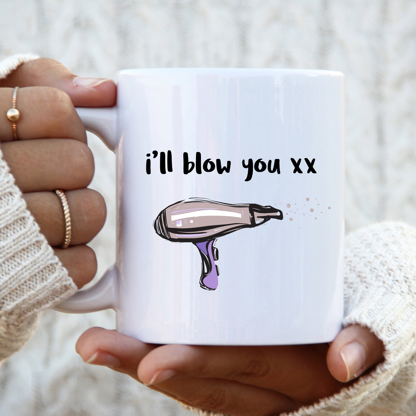 I'll Blow You Mug, Funny Hairdressing Hairdryer Joke Rude Personalised Gift Cup