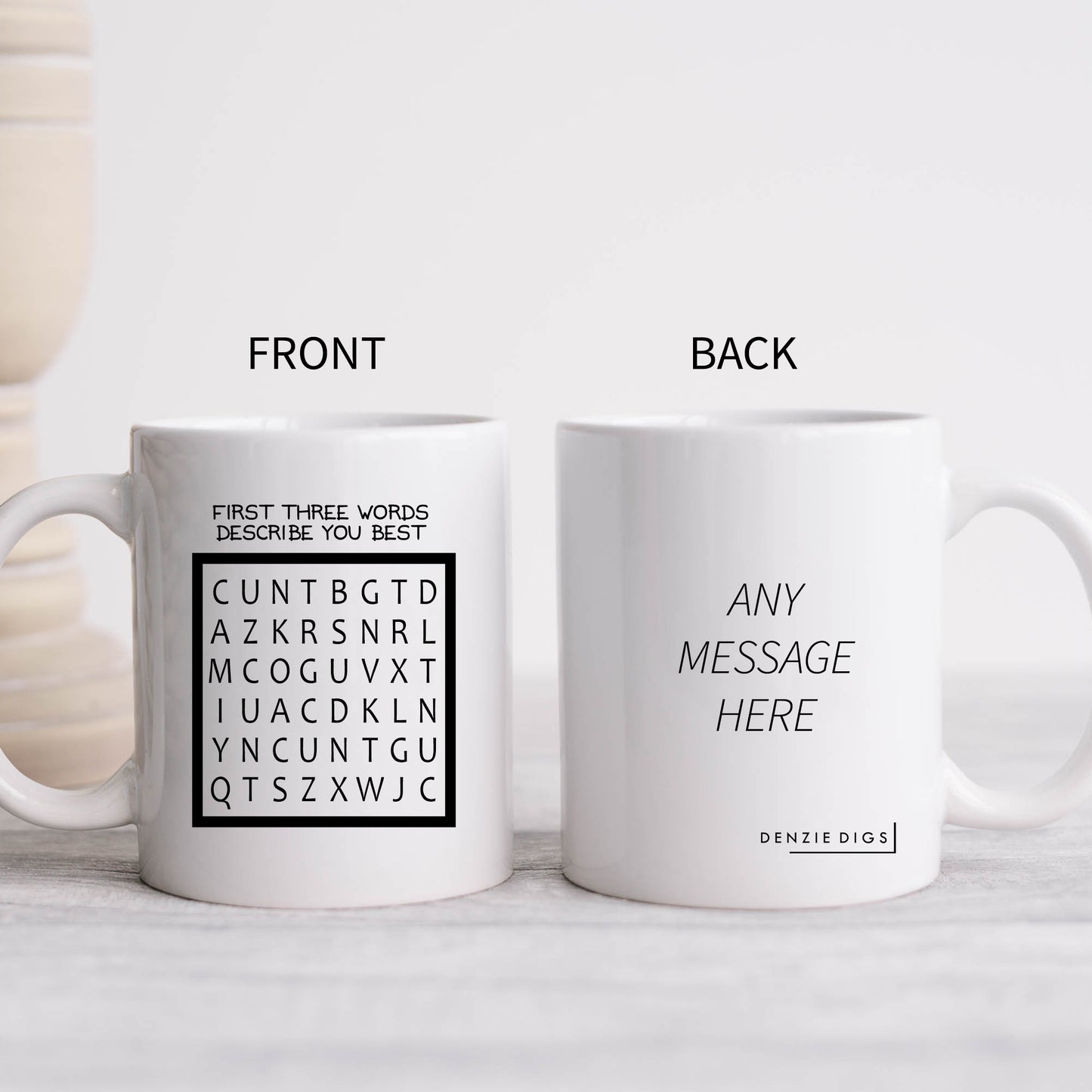 First Three Words Crossword Cunt Joke, Funny Rude Gift, Personalised Mug