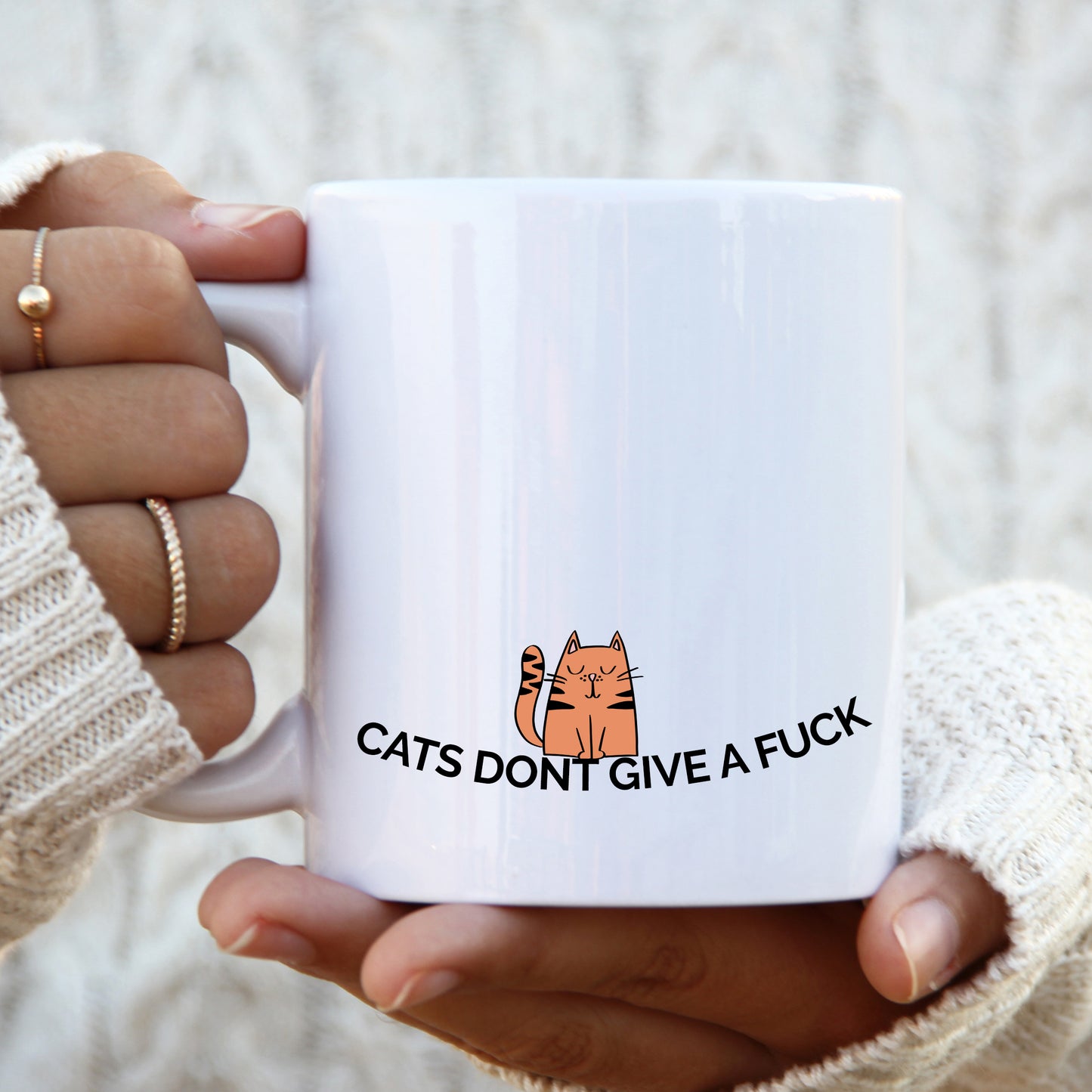 Cats Don't Give a Fuck Mug, Funny Rude Personalised Gift Cup