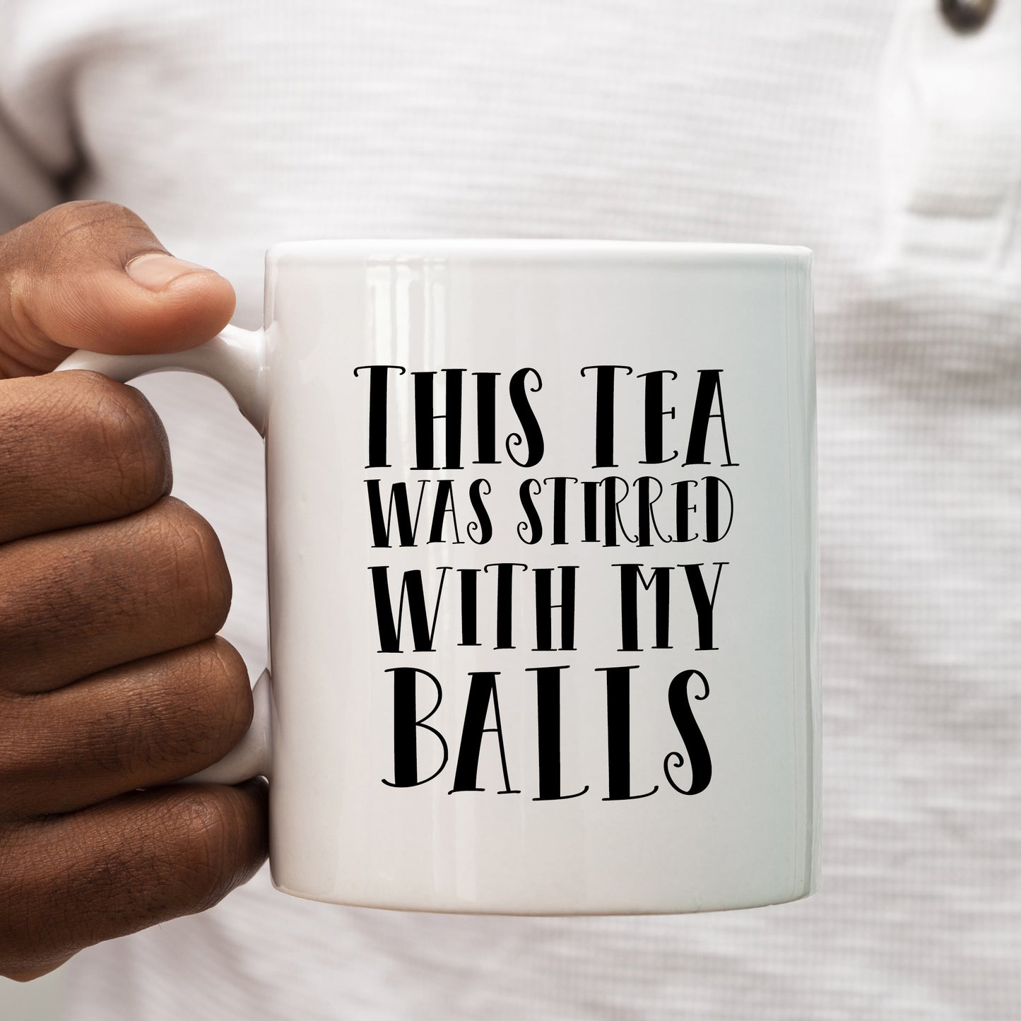 This Tea Was Stirred With My Balls, Funny Gift for Friend, Colleague, Offensive Personalised Mug