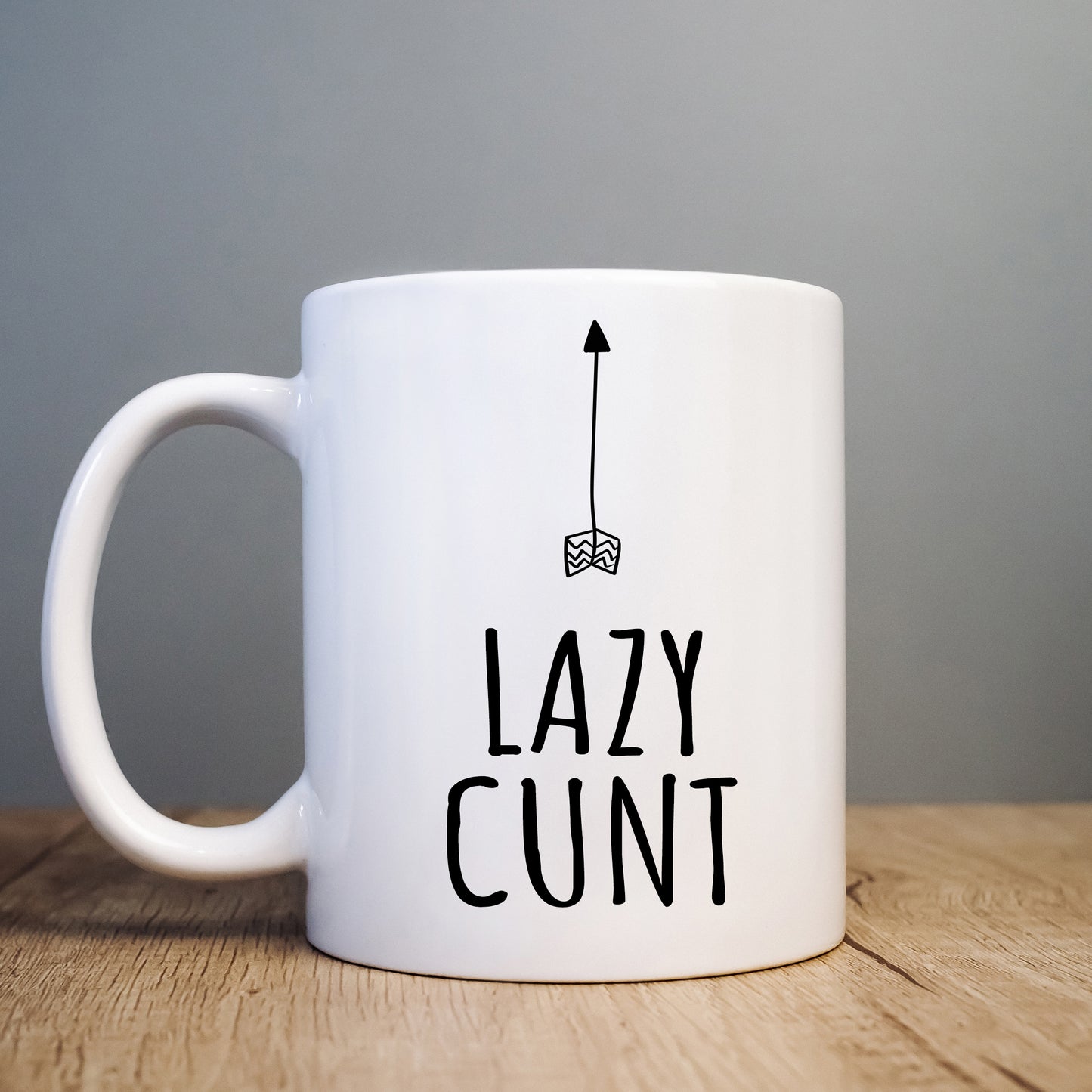 Lazy Cunt Mug with Arrow, Funny Rude Gift Cup