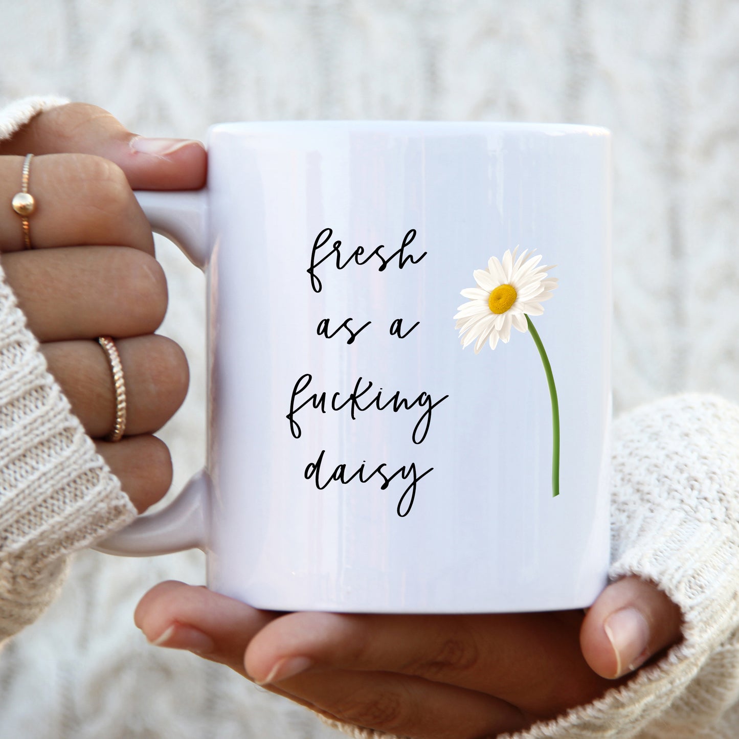 Fresh as a Fucking Daisy Mug, Funny Rude Personalised Gift Cup