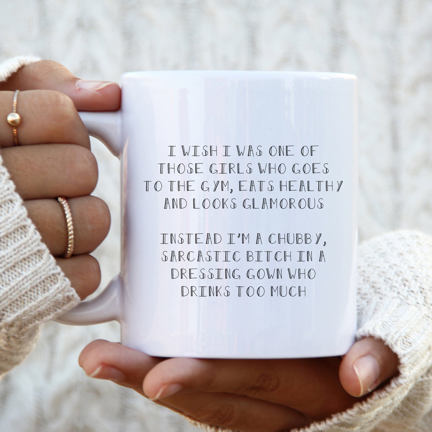 Chubby Sarcastic Bitch in a Dressing Gown Mug, Funny Rude Quote Personalised Gift Cup