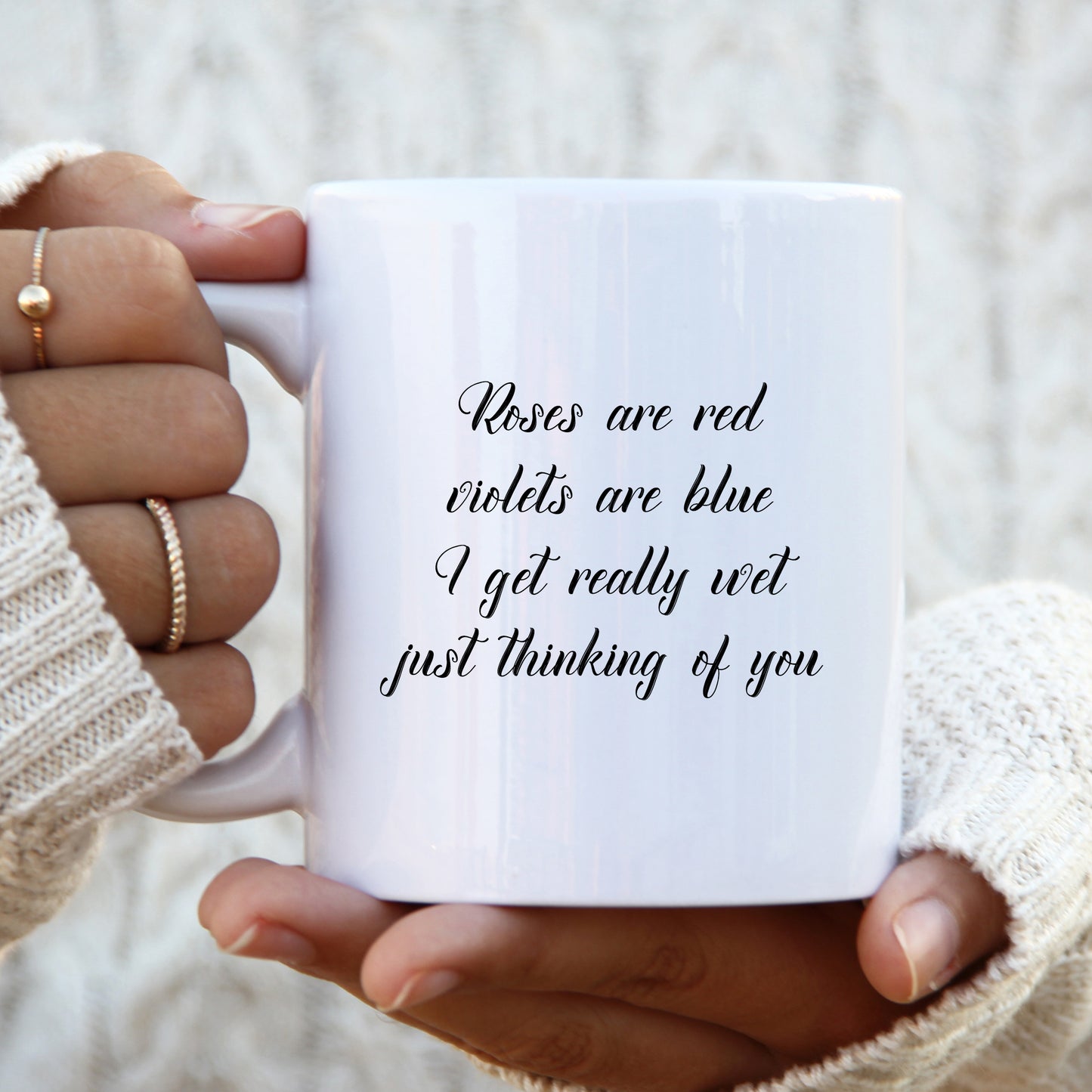 Roses are Red Violets Are Blue I Get Really Wet Thinking of You Mug, Funny Rude Poem Personalised Gift Cup