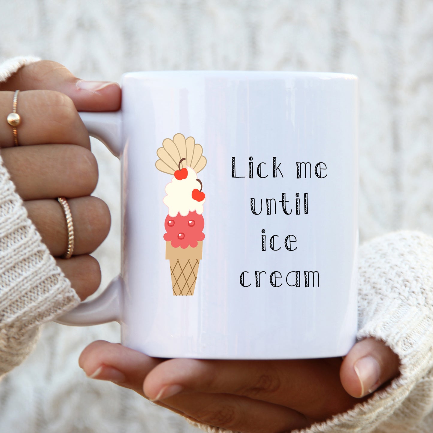 Lick Me Until Ice Cream Mug, Funny Rude Personalised Gift Cup