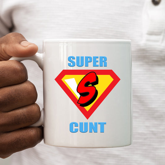 Super Cunt Superhero Mug, Funny Rude Personalised Gift Cup