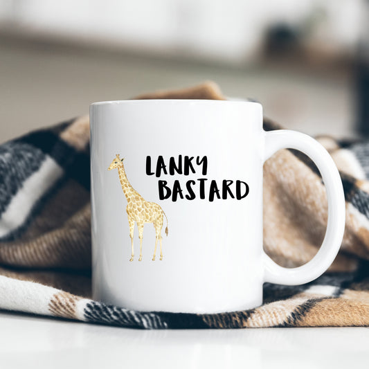 Lanky Bastard, Funny Offensive Rude Gift, Personalised Giraffe Mug for Colleague, Friend