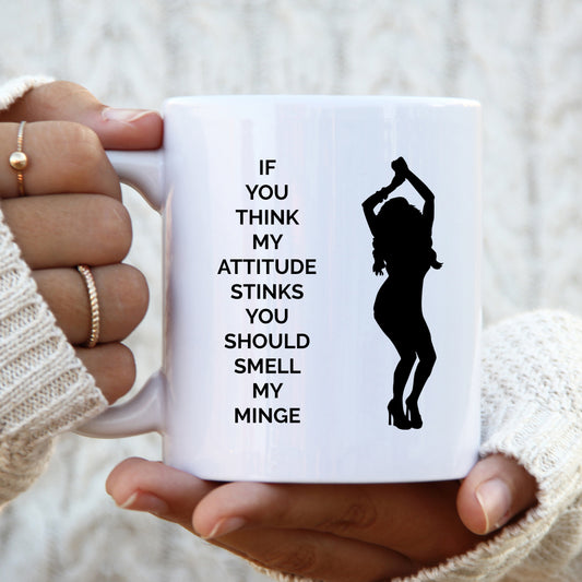 If You Think My Attitude Stinks You Should Smell My Minge Mug, Funny Rude Personalised Gift Cup