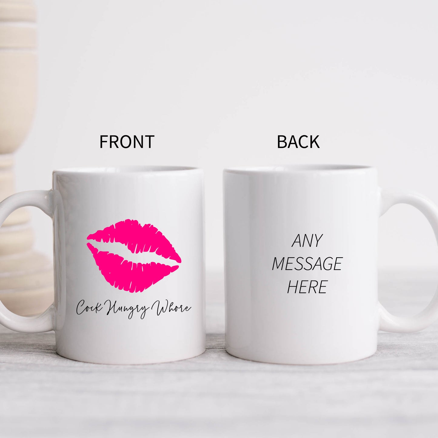 Cock Hungry Whore Mug, Funny Rude Offensive Personalised Gift Cup