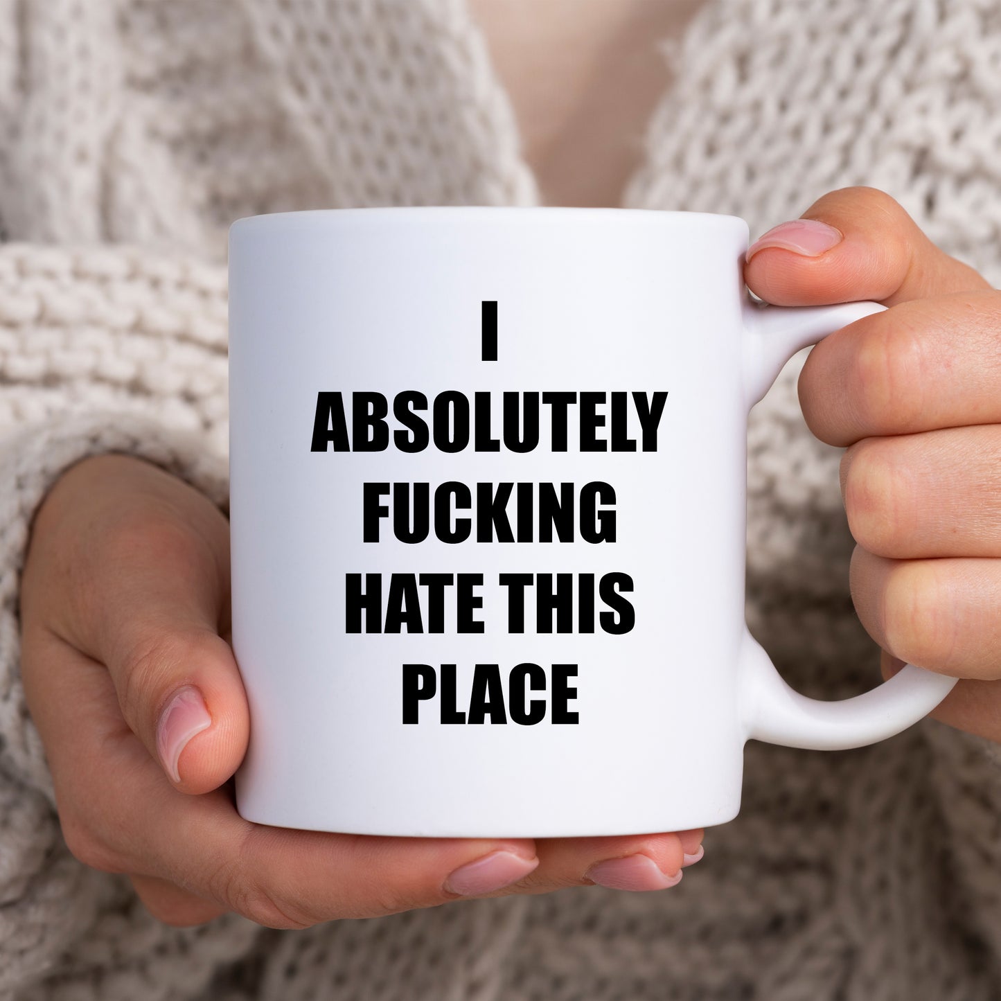 I Absolutely Fucking Hate This Place, Funny Rude Home or Workplace Gift, Personalised Mug