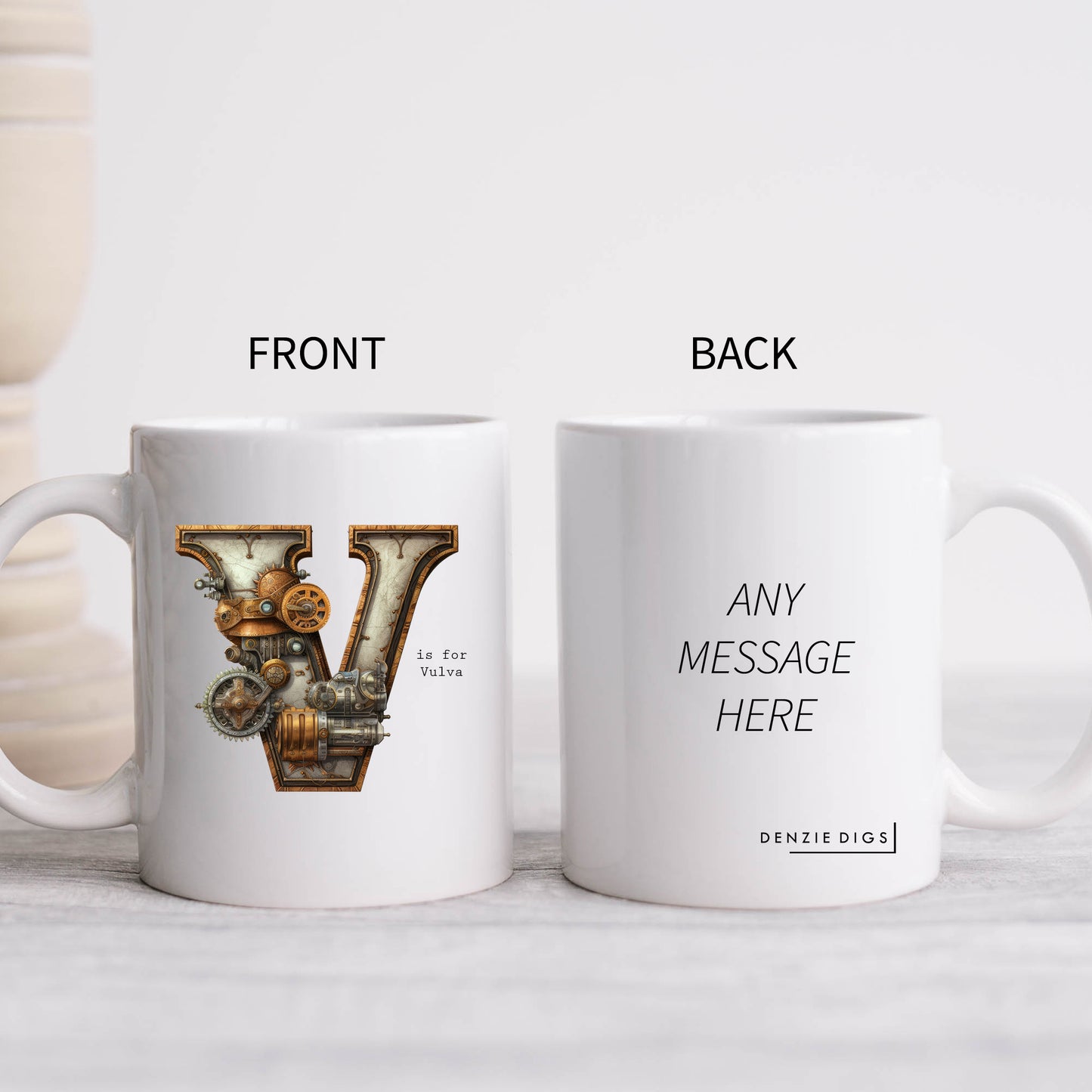 V is For Vulva Mug, Funny Offensive Hilarious Rude Personalised Gift Cup