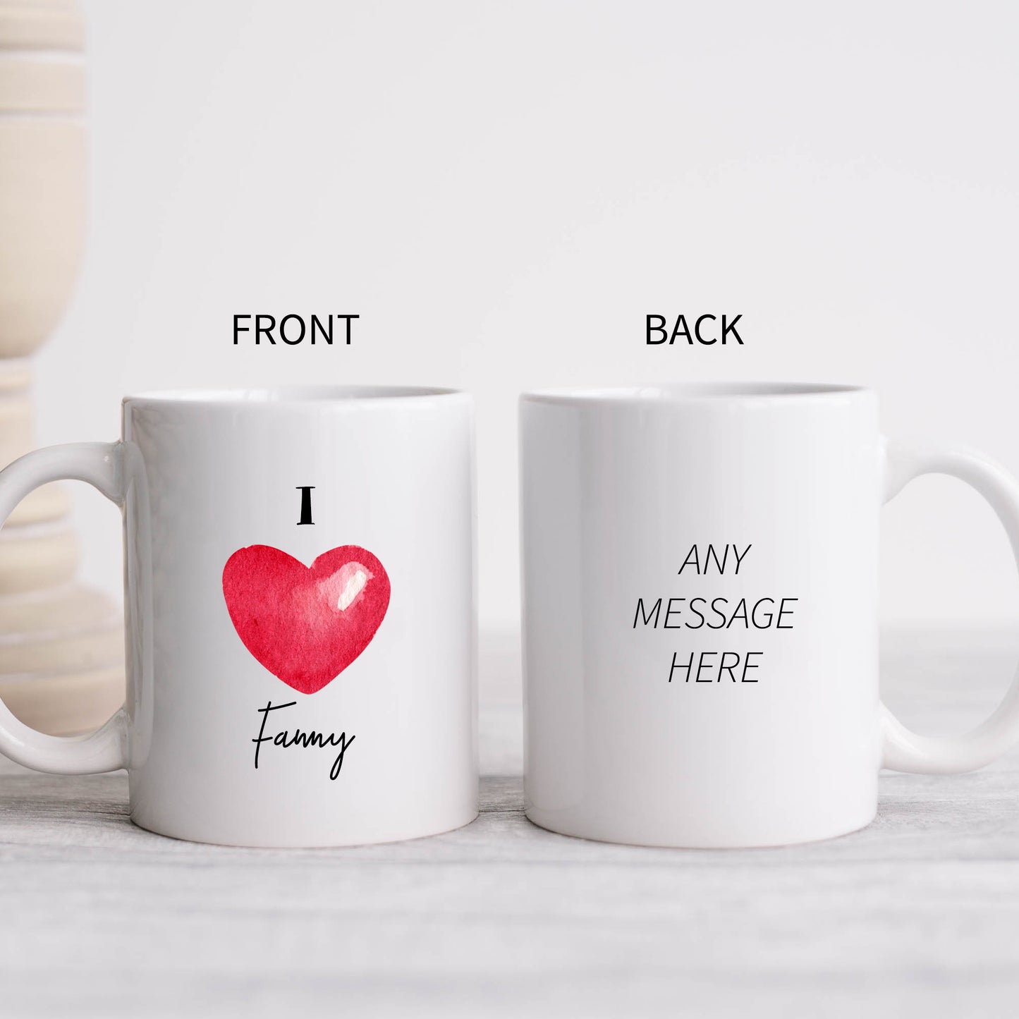 I Love Fanny Mug with Heart, Funny Rude Offensive Gift Cup