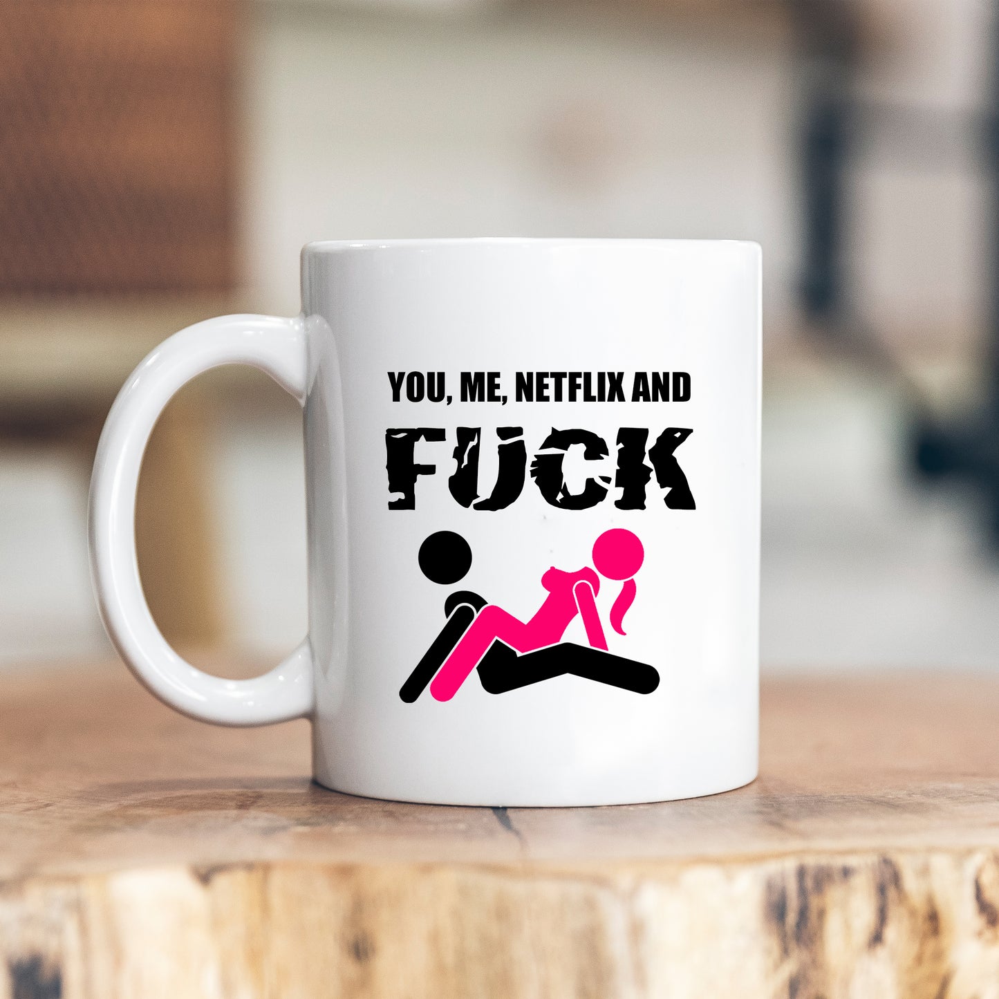 You Me Netflix and Fuck Mug, Funny Rude Sexual Gift Cup for Boyfriend or Girlfriend