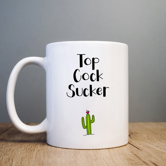 Top Cock Sucker Mug, Funny Hilarious Sexual Offensive Rude Personalised Gift Cup