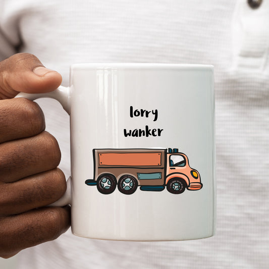 Lorry Wanker Mug, Funny Rude Offensive Drivers Joke Personalised Gift Cup