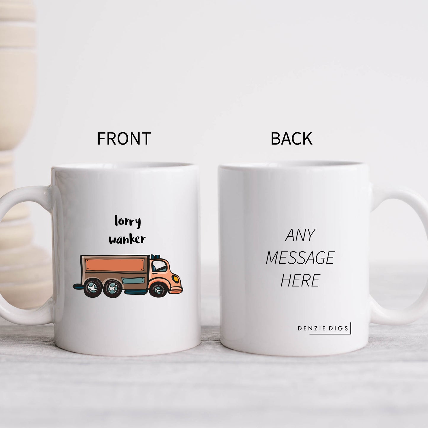 Lorry Wanker Mug, Funny Rude Offensive Drivers Joke Personalised Gift Cup