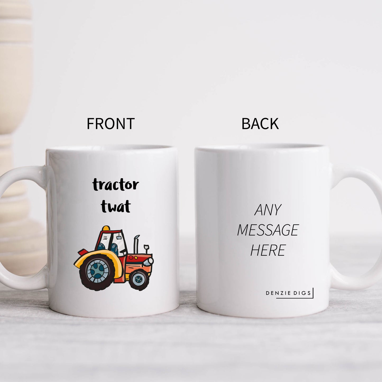 Tractor Twat Mug, Funny Rude Offensive Farmer Joke Personalised Gift Cup