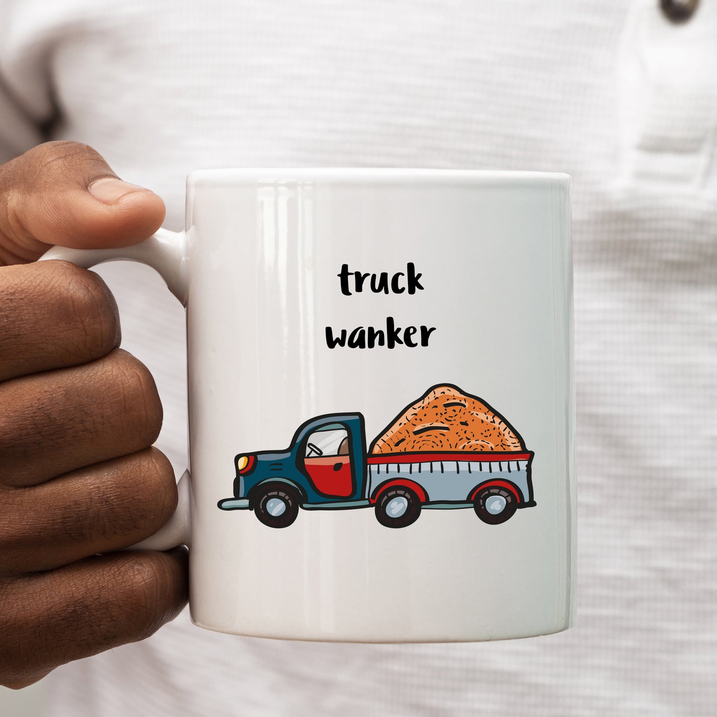 Truck Wanker Mug, Funny Rude Offensive Tradesman Joke Personalised Gift Cup