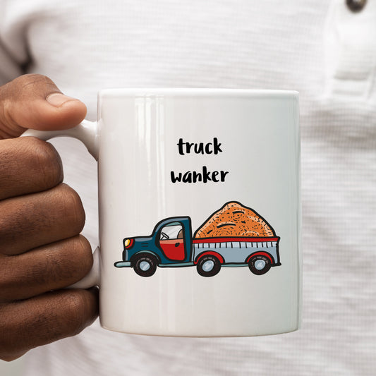 Truck Wanker Mug, Funny Rude Offensive Tradesman Joke Personalised Gift Cup