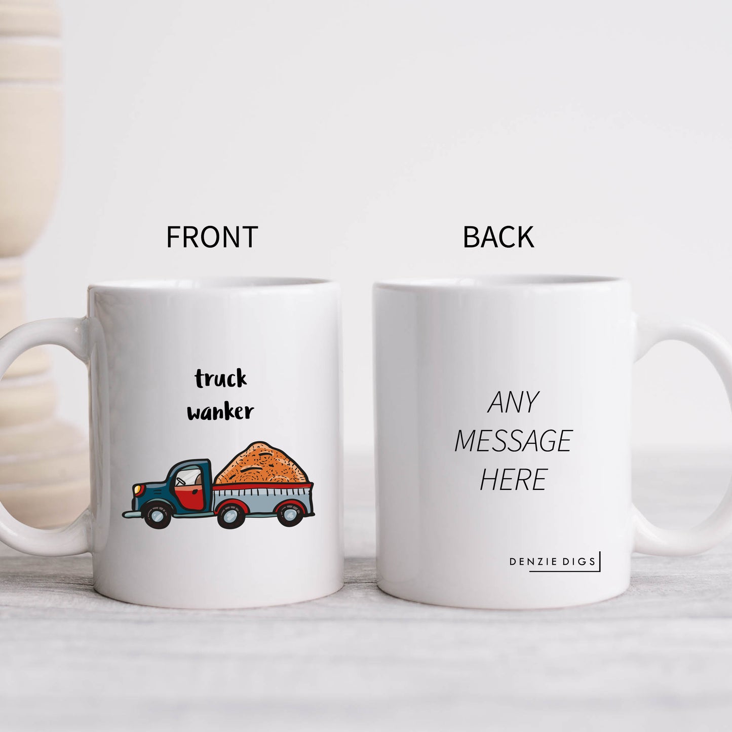 Truck Wanker Mug, Funny Rude Offensive Tradesman Joke Personalised Gift Cup