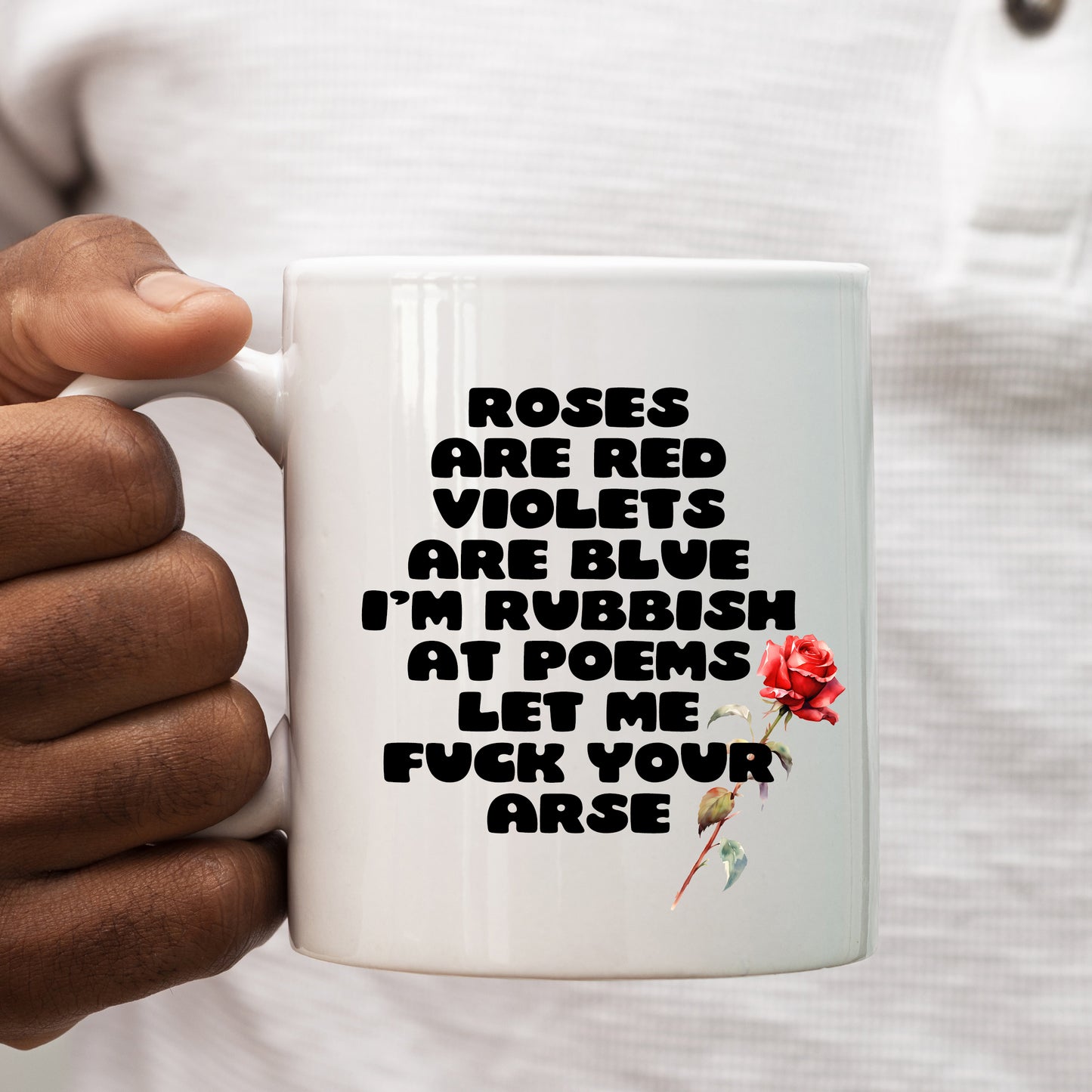 Roses Are Red Let Me Fuck Your Arse Poem Mug, Funny Offensive Hilarious Rude Personalised Gift Cup