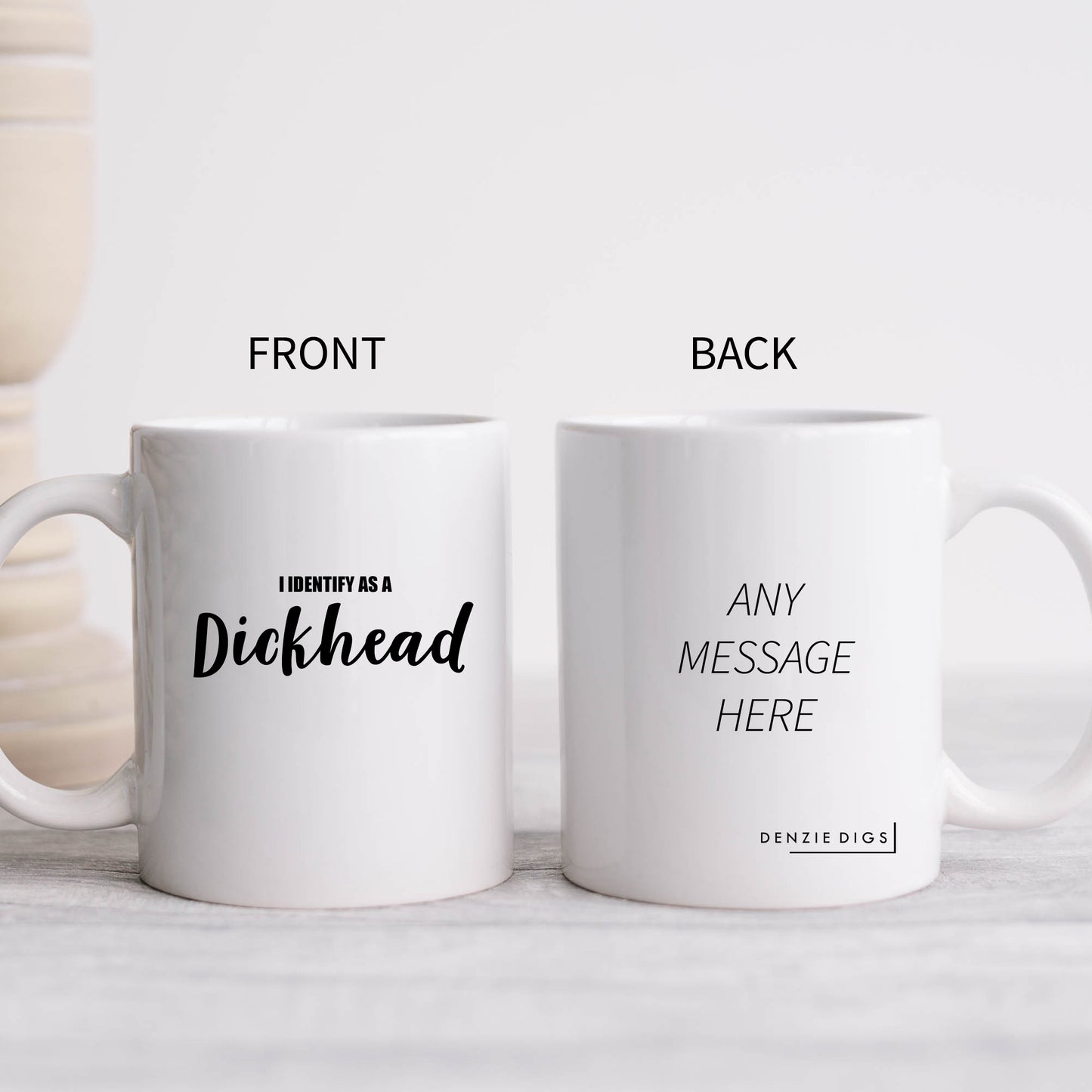 I Identify as a Dickhead Offensive Joke, Funny Rude Gift, Personalised Mug