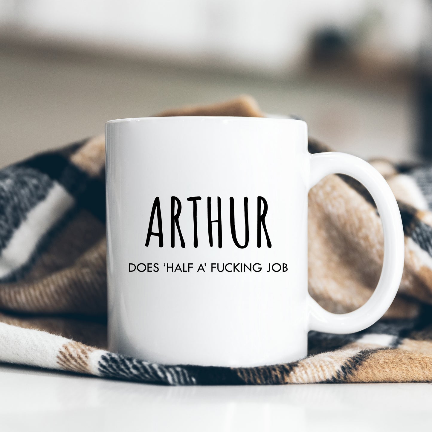 Arthur Does Half a Fucking Job Mug, Funny Rude Colleague Present, Offensive Gift Cup