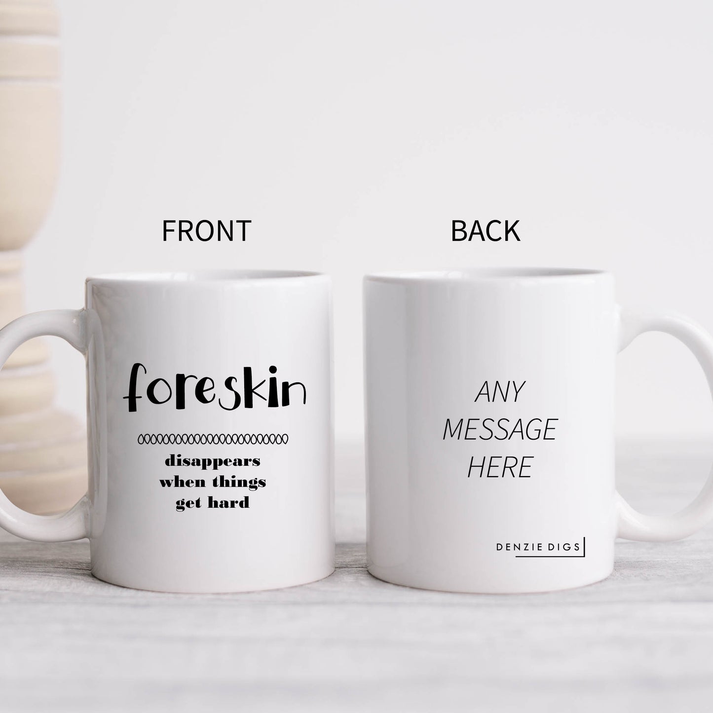 Foreskin Disappears When Things Get Hard Mug, Funny Colleague Present, Offensive Gift Cup