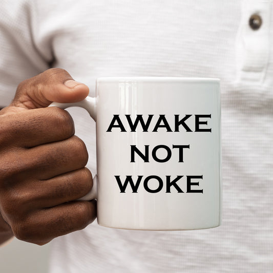 Awake Not Woke, Cancel Culture Joke, Funny Political Personalised Mug