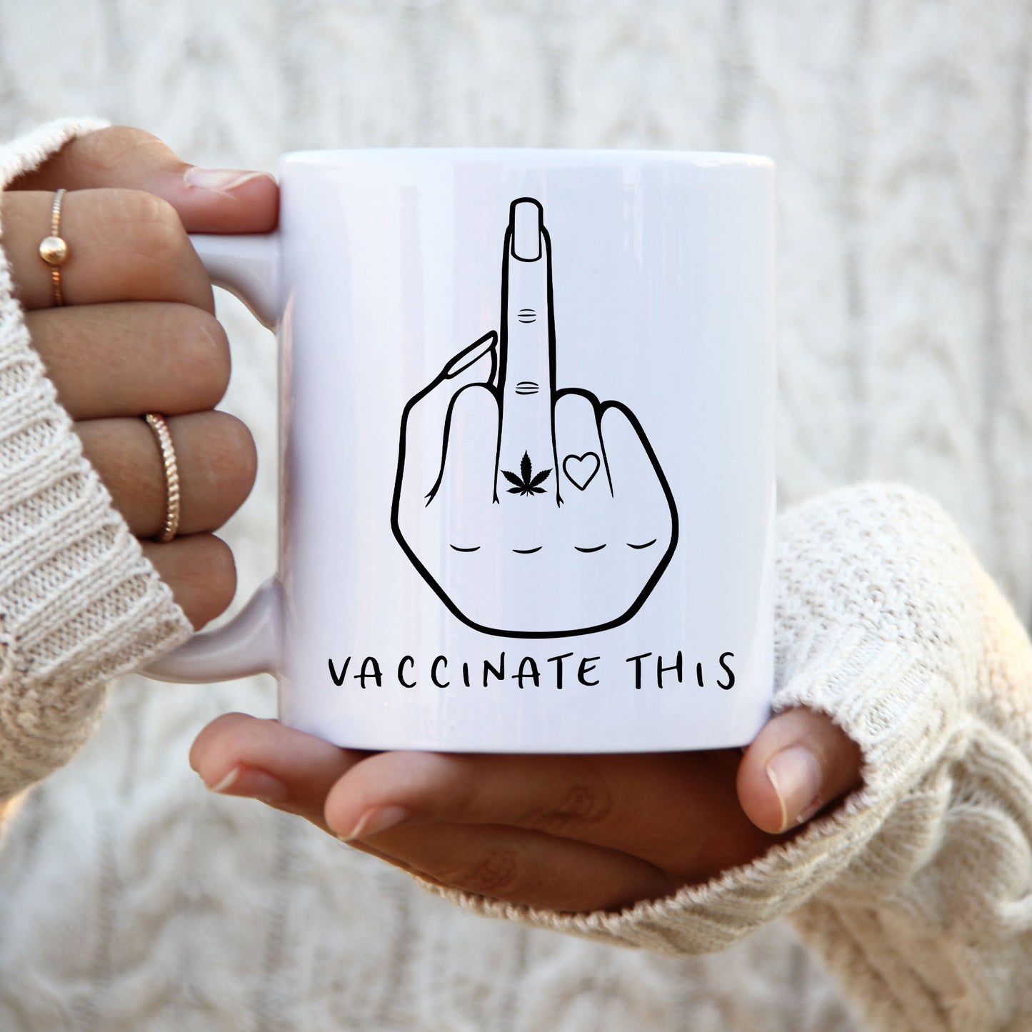 Vaccinate This, Middle Finger, Rude Gesture, Clear Design, Funny Personalised Mug