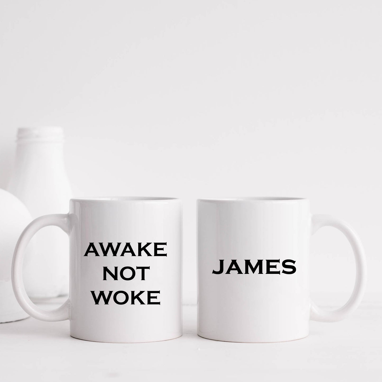 Awake Not Woke, Cancel Culture Joke, Funny Political Personalised Mug